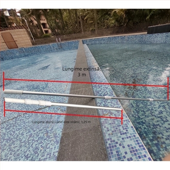 Tijă telescopică din aluminiu pentru piscină, pentru curățare și salvare, cu accesoriu plasă (Aluminiu • Curățare și salvare • Accesorii plasă)