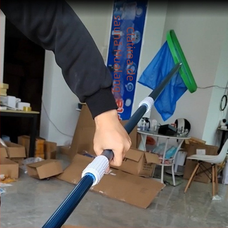 Tijă telescopică din aluminiu pentru piscină, pentru curățare și salvare, cu accesoriu plasă (Aluminiu • Curățare și salvare • Accesorii plasă)