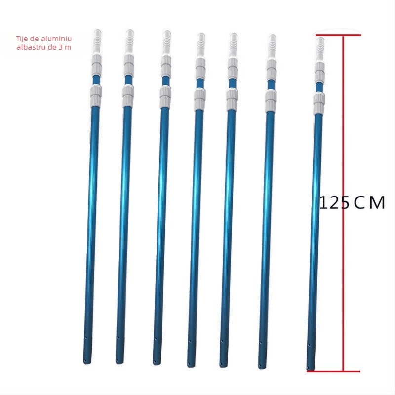 Tijă telescopică din aluminiu pentru piscină, pentru curățare și salvare, cu accesoriu plasă (Aluminiu • Curățare și salvare • Accesorii plasă)