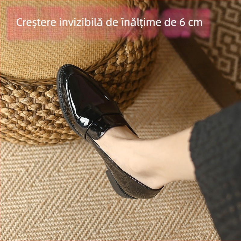 Mocasini dama slip-on cu vârf ascuțit, partea superioară PU, toc tip pană 3–5 cm, talpă din cauciuc