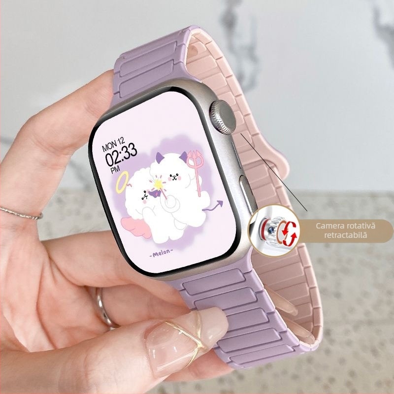 S10 ceas inteligent cu curea din silicon, slot SIM, cadran cilindric, rezistent la apă