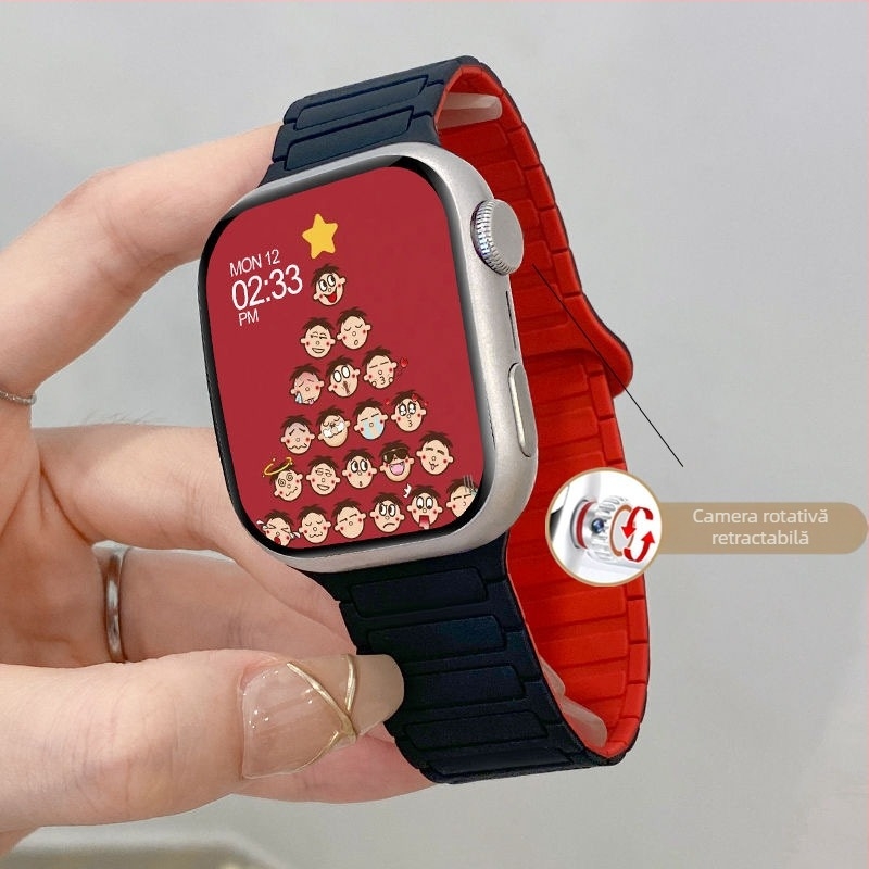 S10 ceas inteligent cu curea din silicon, slot SIM, cadran cilindric, rezistent la apă