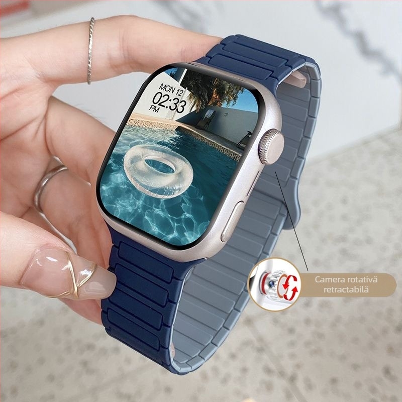 S10 ceas inteligent cu curea din silicon, slot SIM, cadran cilindric, rezistent la apă