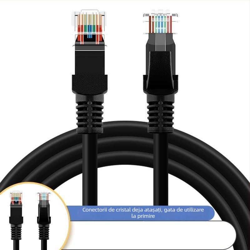 Cablu de rețea din cupru 10G, Cat 6E gigabit, conector RJ-45 cristal, fără router necesar, pentru broadband acasă