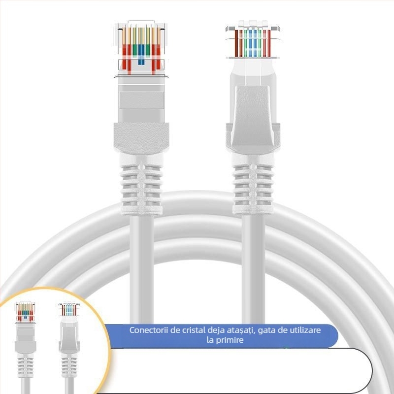 Cablu de rețea din cupru 10G, Cat 6E gigabit, conector RJ-45 cristal, fără router necesar, pentru broadband acasă