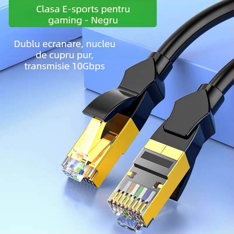 Cablu de rețea din cupru 10G, Cat 6E gigabit, conector RJ-45 cristal, fără router necesar, pentru broadband acasă