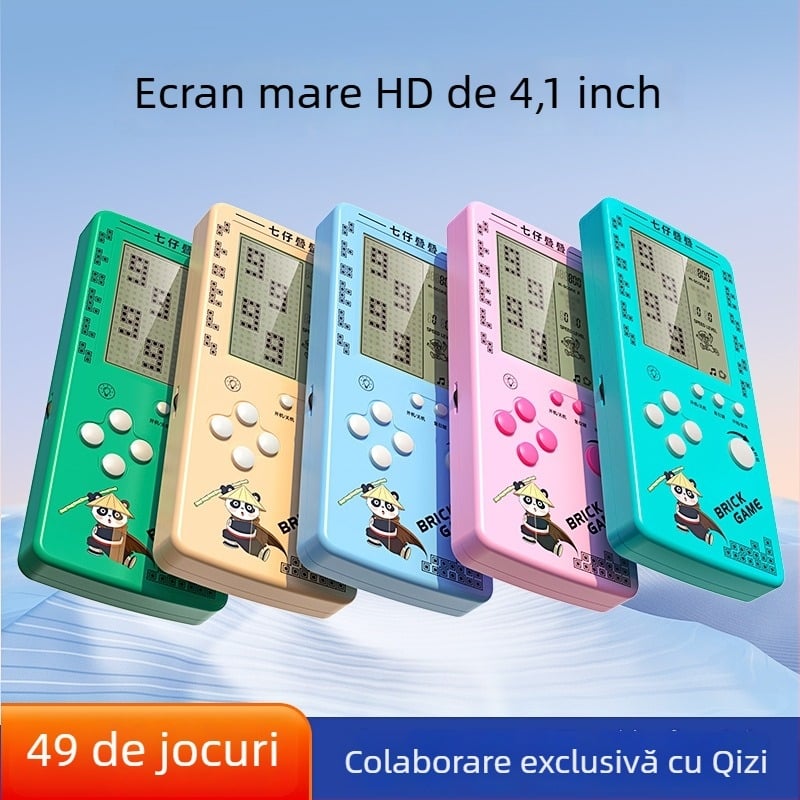 Consolă portabilă Tetris - stil nostalgic, 1GB memorie, single player, ecran mare, protecție pentru ochi