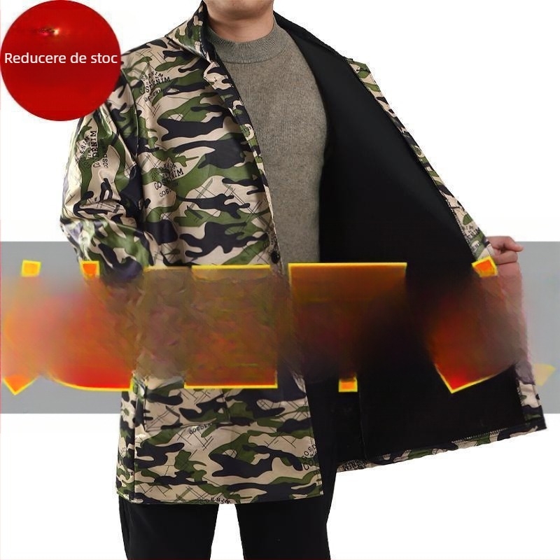 Salopetă de iarnă camuflată, căptușită cu polar, impermeabilă, rezistentă la ulei pentru adulți.