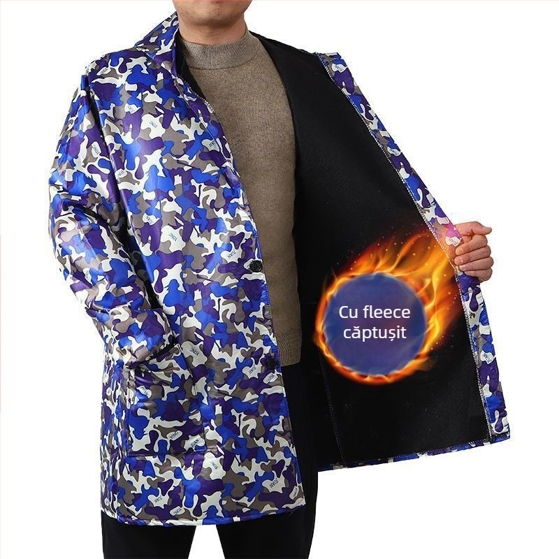 Salopetă de iarnă camuflată, căptușită cu polar, impermeabilă, rezistentă la ulei pentru adulți.