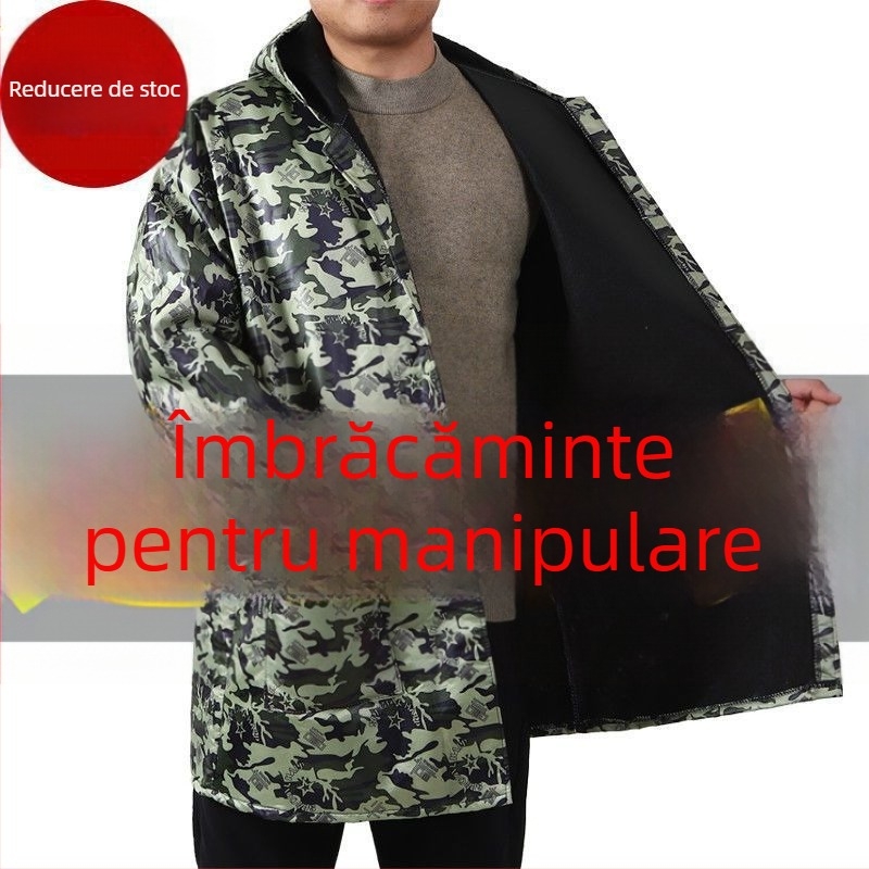 Salopetă de iarnă camuflată, căptușită cu polar, impermeabilă, rezistentă la ulei pentru adulți.