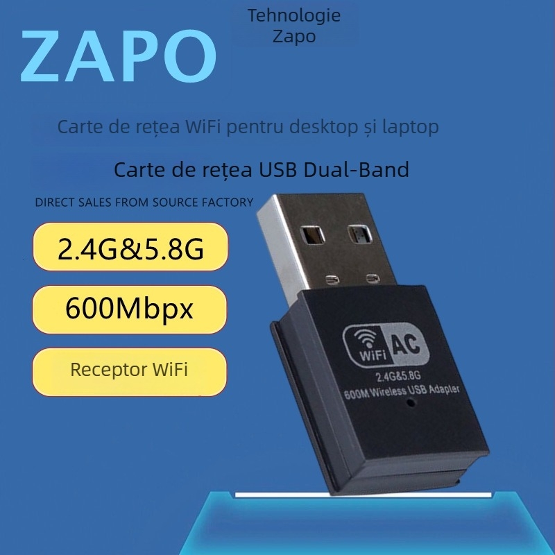 ZAPO W50L-5DB adaptor USB Wi‑Fi, RTL8812AU, 1200Mbps, dual-band 2.4/5GHz, suportă IEEE 802.11ac/a/b/g/n