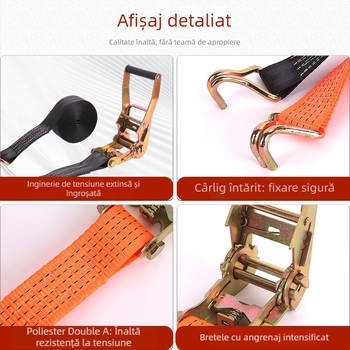 Curele de prindere pentru încărcături cu cârlig dublu, curele din poliester, tensionator cu mecanism de reglare pentru transportul mărfurilor