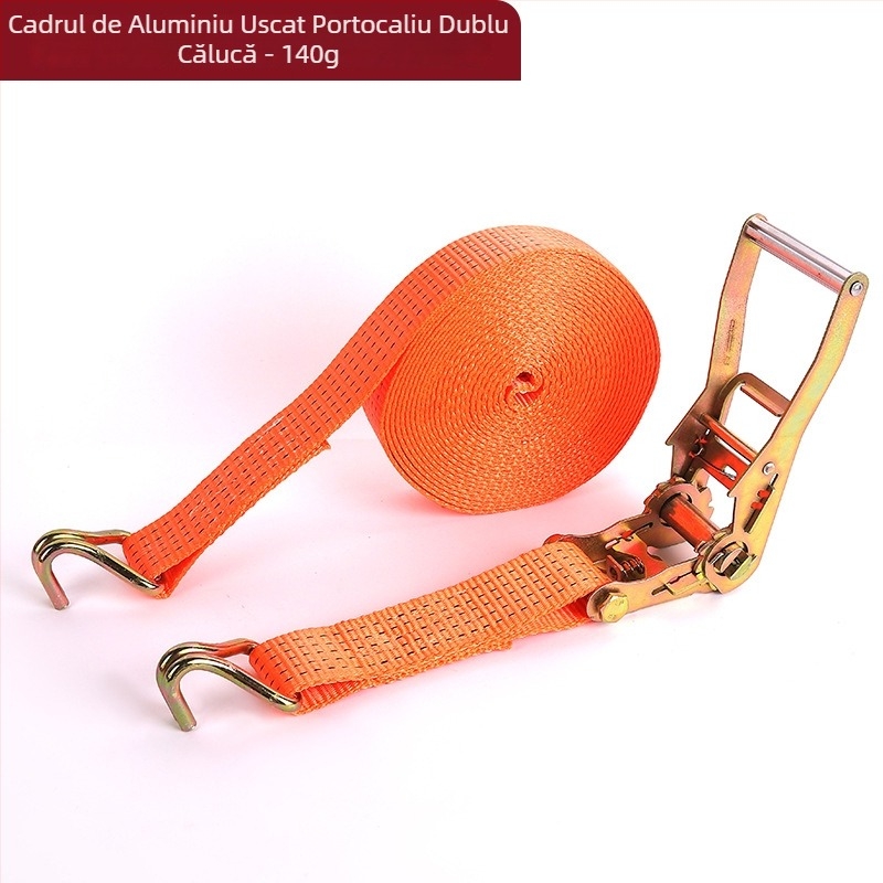 Curele de prindere pentru încărcături cu cârlig dublu, curele din poliester, tensionator cu mecanism de reglare pentru transportul mărfurilor