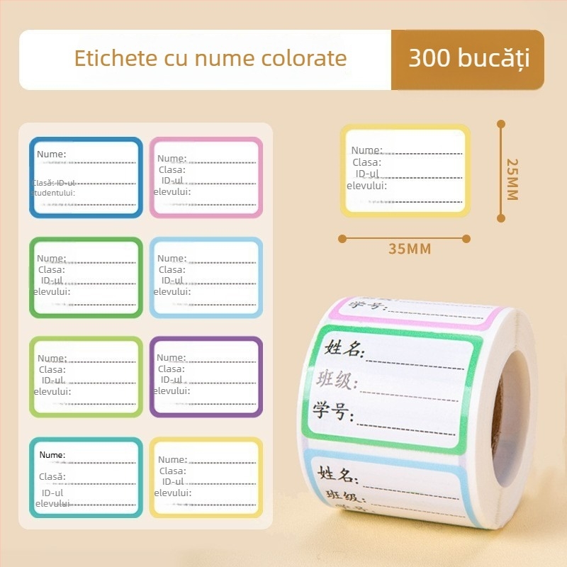 Etichete cu nume pentru grădiniță și școala primară, rezistente la apă și rupere, stil drăguț, imprimare
