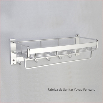 Raft de prosoape din aliaj de aluminiu, cu panou din plasă în formă de U pentru baie, suprafață oxidată, sarcină de 20 kg, un singur rând cu bară pentru prosoape și cârlig, stil modern minimalist