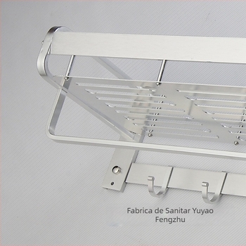 Raft de prosoape din aliaj de aluminiu, cu panou din plasă în formă de U pentru baie, suprafață oxidată, sarcină de 20 kg, un singur rând cu bară pentru prosoape și cârlig, stil modern minimalist