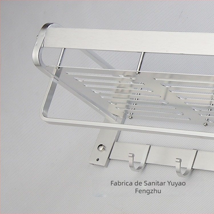 Raft de prosoape din aliaj de aluminiu, cu panou din plasă în formă de U pentru baie, suprafață oxidată, sarcină de 20 kg, un singur rând cu bară pentru prosoape și cârlig, stil modern minimalist