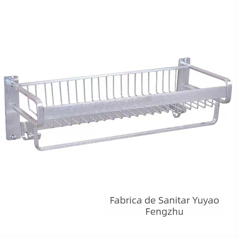 Raft de prosoape din aliaj de aluminiu, cu panou din plasă în formă de U pentru baie, suprafață oxidată, sarcină de 20 kg, un singur rând cu bară pentru prosoape și cârlig, stil modern minimalist