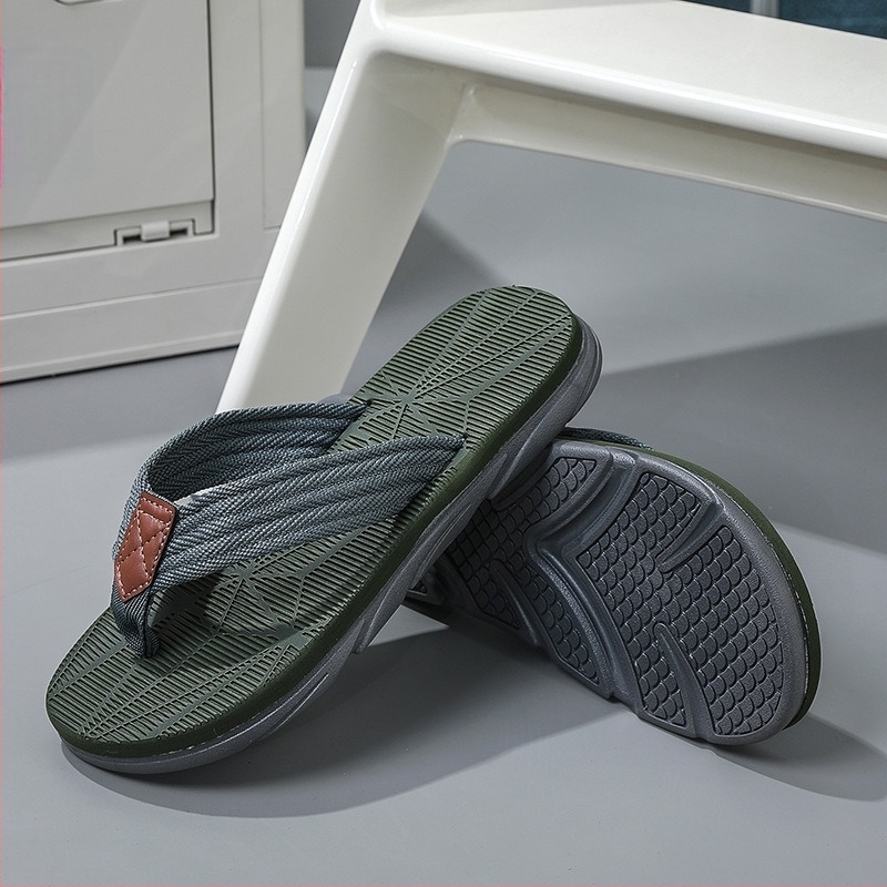 Flip-flops bărbați cu partea superioară din pânză, talpă EVA, tehnologie viscoză — vară 2024