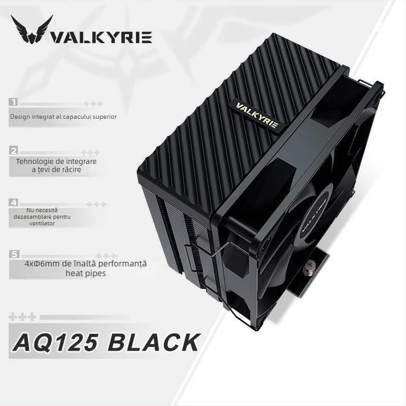 Cooler pentru CPU Aq125, cu construcție din cupru-aluminiu, 4 țevi de căldură, compatibil cu Intel LGA115x/1200/1700 și AMD AM4/AM5