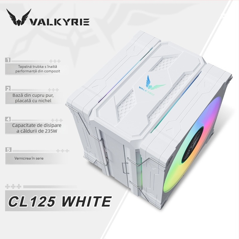 Cooler pentru CPU Aq125, cu construcție din cupru-aluminiu, 4 țevi de căldură, compatibil cu Intel LGA115x/1200/1700 și AMD AM4/AM5