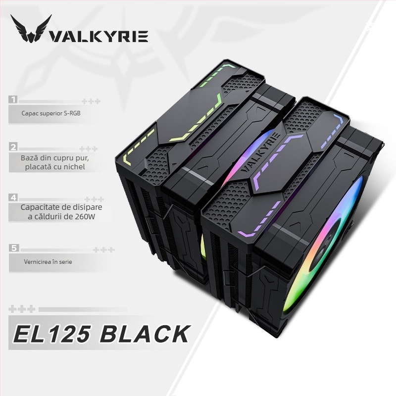 Cooler pentru CPU Aq125, cu construcție din cupru-aluminiu, 4 țevi de căldură, compatibil cu Intel LGA115x/1200/1700 și AMD AM4/AM5