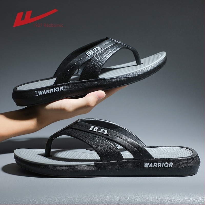 Slapi bărbați cu deget deschis, antiderapante, confortabile pentru plajă, talpă groasă, PVC partea superioară și talpa, talpă turnată prin injecție