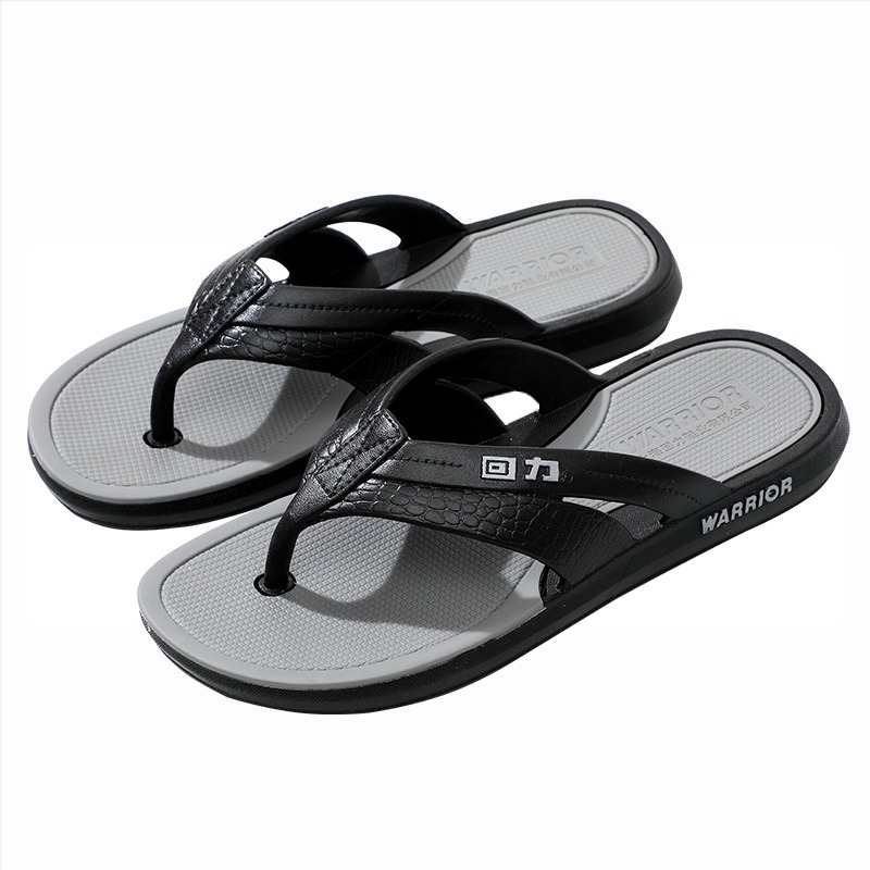 Slapi bărbați cu deget deschis, antiderapante, confortabile pentru plajă, talpă groasă, PVC partea superioară și talpa, talpă turnată prin injecție