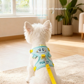 Ham pentru câine, poliester, respirabil, imprimeu cu funda, design în formă de I, reglabil