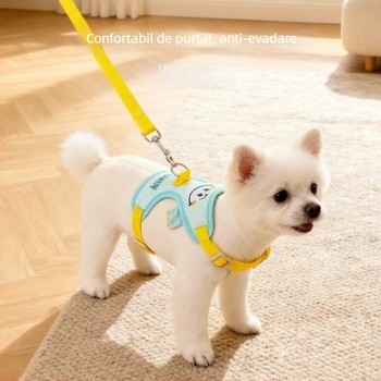 Ham pentru câine, poliester, respirabil, imprimeu cu funda, design în formă de I, reglabil