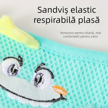 Ham pentru câine, poliester, respirabil, imprimeu cu funda, design în formă de I, reglabil