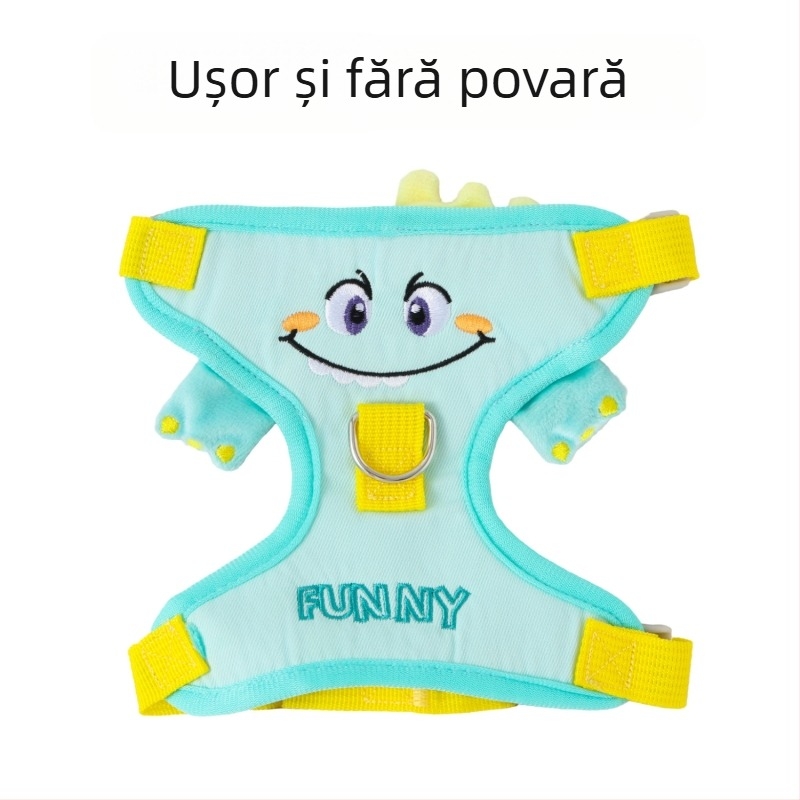 Ham pentru câine, poliester, respirabil, imprimeu cu funda, design în formă de I, reglabil