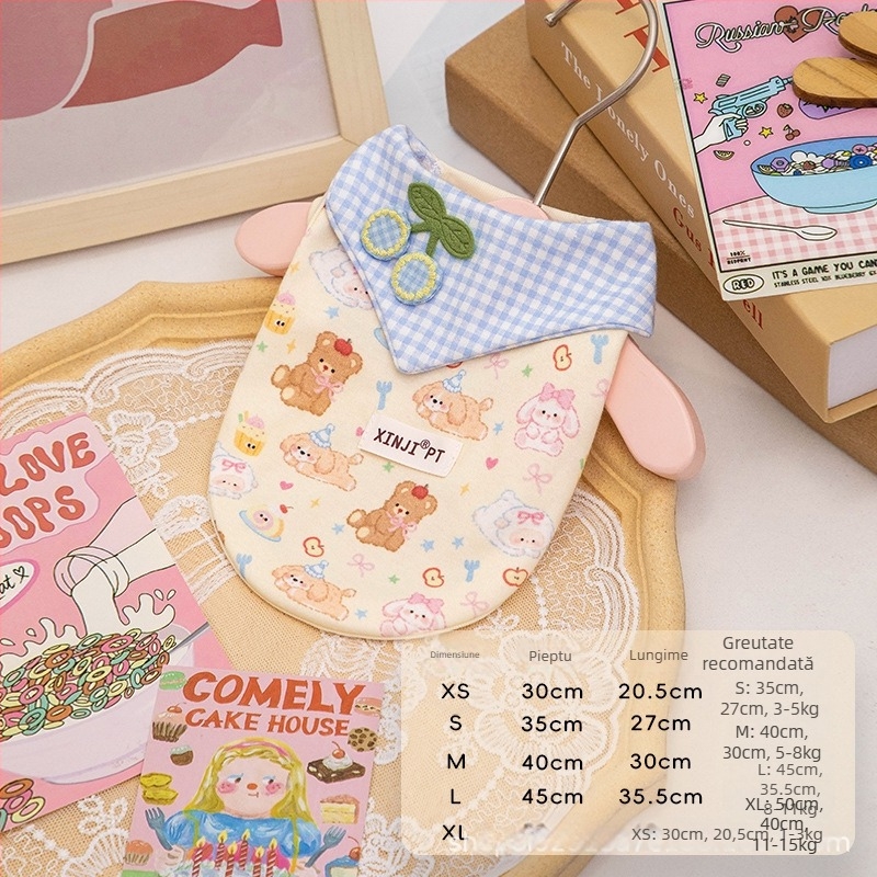 Vestă de câine din bumbac pentru rase mici (Maltese și Yorkie) – Primăvară-Toamnă, stil casual, Xinji (Bumbac; Primăvară-Toamnă; Casual; Xinji)