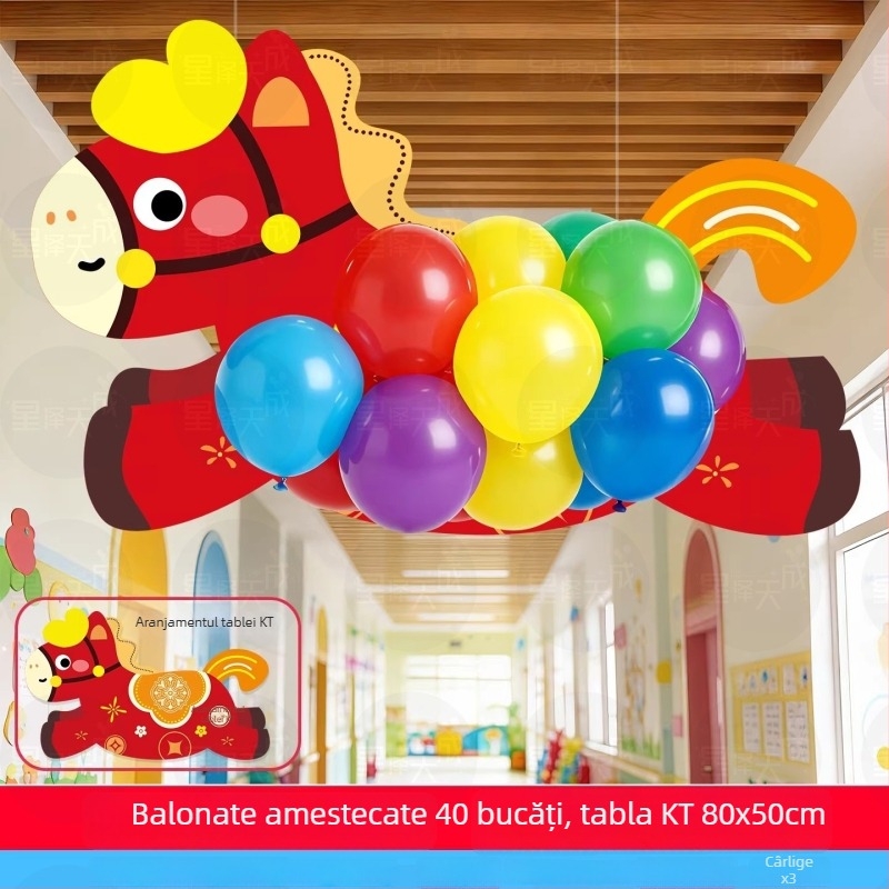 Set decor pentru grădiniță - accesorii foto suspendate cu placă KT și latex, stil drăguț de desen animat, pentru Anul Nou și începutul anului școlar, amenajare scenă