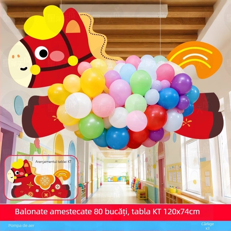 Set decor pentru grădiniță - accesorii foto suspendate cu placă KT și latex, stil drăguț de desen animat, pentru Anul Nou și începutul anului școlar, amenajare scenă