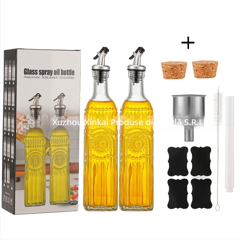 Sticlă pentru ulei de măsline, dozator de spray, formă pătrată, design modern, calitate premium