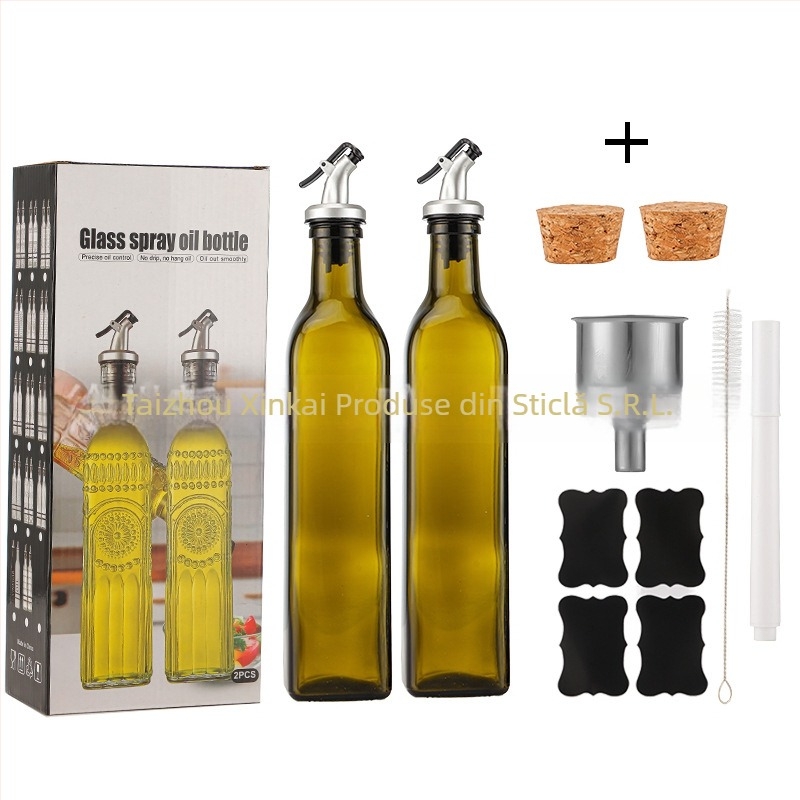 Sticlă pentru ulei de măsline, dozator de spray, formă pătrată, design modern, calitate premium