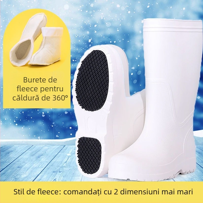 Cizme de ploaie EVA, înălțime medie a tubului, talpă antiderapantă, branț textil, unisex