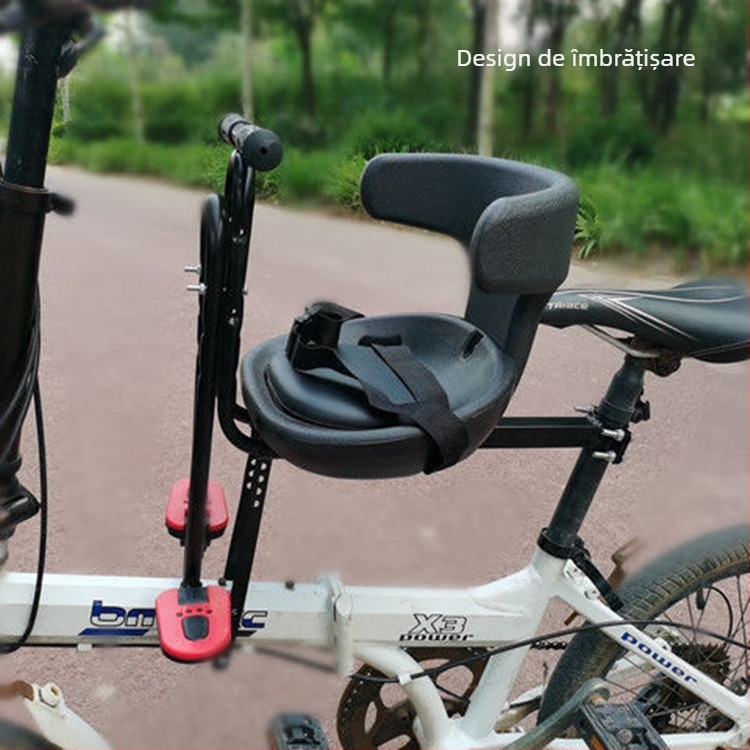 Șezut frontal pentru bicicletă pentru copii, universal, compatibil cu biciclete de munte și cele pliabile; cadru metalic, modelul 089, marca Aijiamei