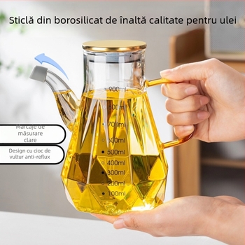 Sticlă de ulei din sticlă cu gură de tip cioc de vultur, fără vărsat, scară de măsurare, stil modern minimalist