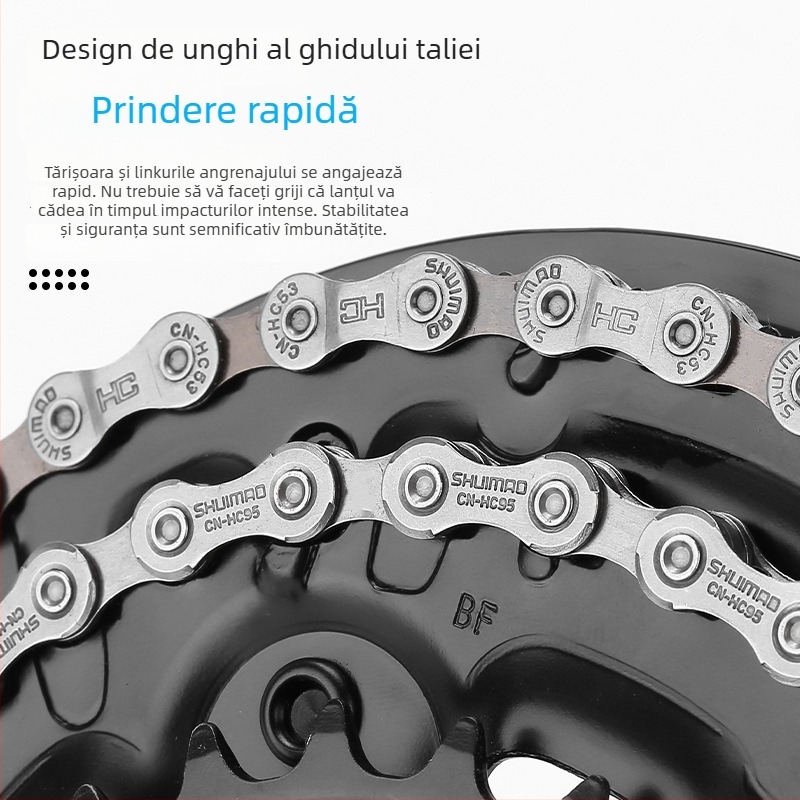 Lanț de bicicletă pentru 8–12 viteze; oțel cu conținut înalt de carbon; pas 12,7; lungime 116L/126L
