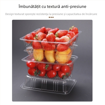 Tavă din plastic PET transparentă pentru fructe și legume, de unică folosință, fără capac, cu imprimare de logo și personalizare