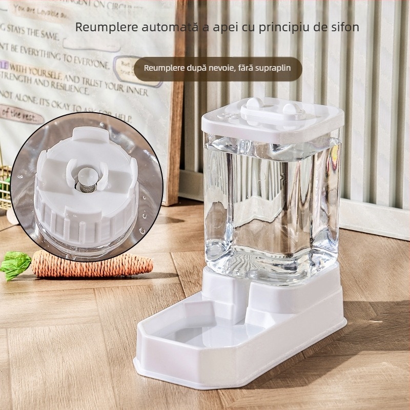 Distribuitor de apă pentru pisici și hrană automată cu recipient de depozitare, AB-002, material PP, potrivit pentru pisici