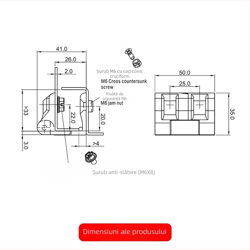 One Card balama exterioară din aliaj de zinc pentru carcase și dulapuri de automatizare industrială, model 2326