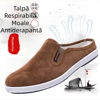 Pantofi casual slip-on din pânză pentru bărbați, fără călcâi, stil lejer, talpă din plastic, tehnologie injectată a talpii