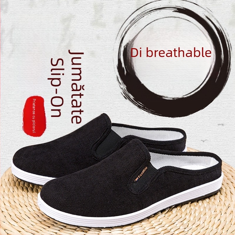 Pantofi casual slip-on din pânză pentru bărbați, fără călcâi, stil lejer, talpă din plastic, tehnologie injectată a talpii