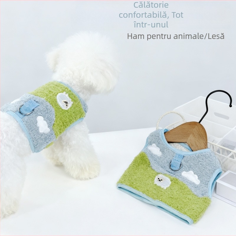 Lesă reglabilă pentru animale de companie și ham din poliester, Garden Chen