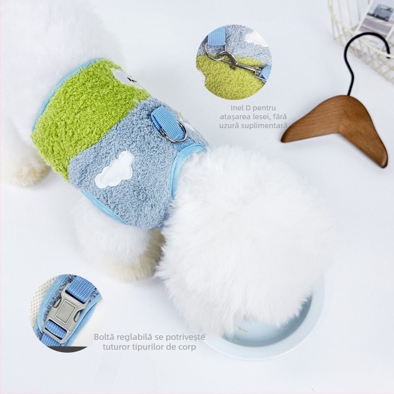 Lesă reglabilă pentru animale de companie și ham din poliester, Garden Chen