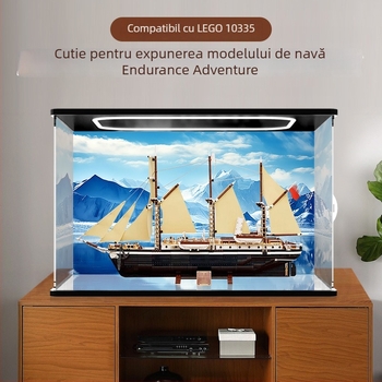 Cutie de depozitare pentru figuri LEGO 10335 – Display din acrilic transparent, protecție împotriva prafului, capacitate 3, fără capac, imprimare logo