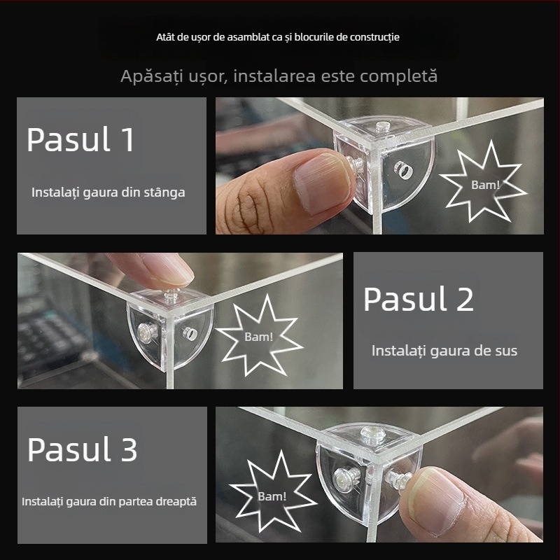 Cutie de depozitare pentru figuri LEGO 10335 – Display din acrilic transparent, protecție împotriva prafului, capacitate 3, fără capac, imprimare logo